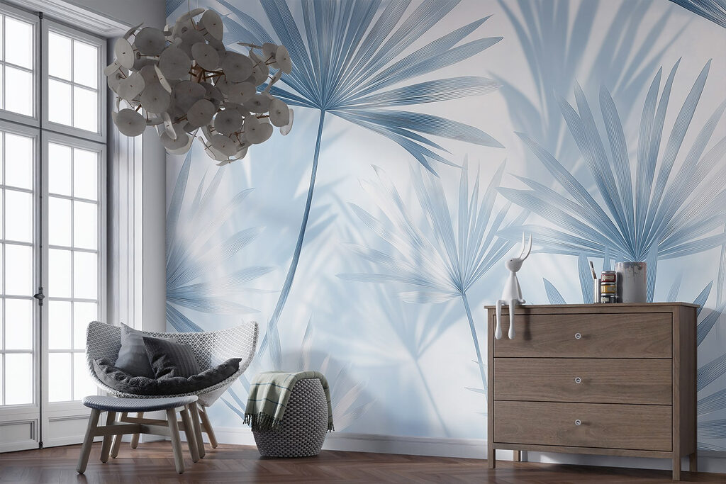 Blue palm fans — interior 4