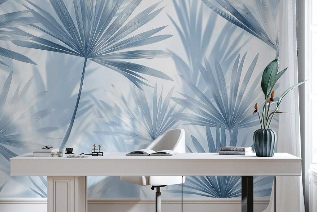 Blue palm fans — interior 5
