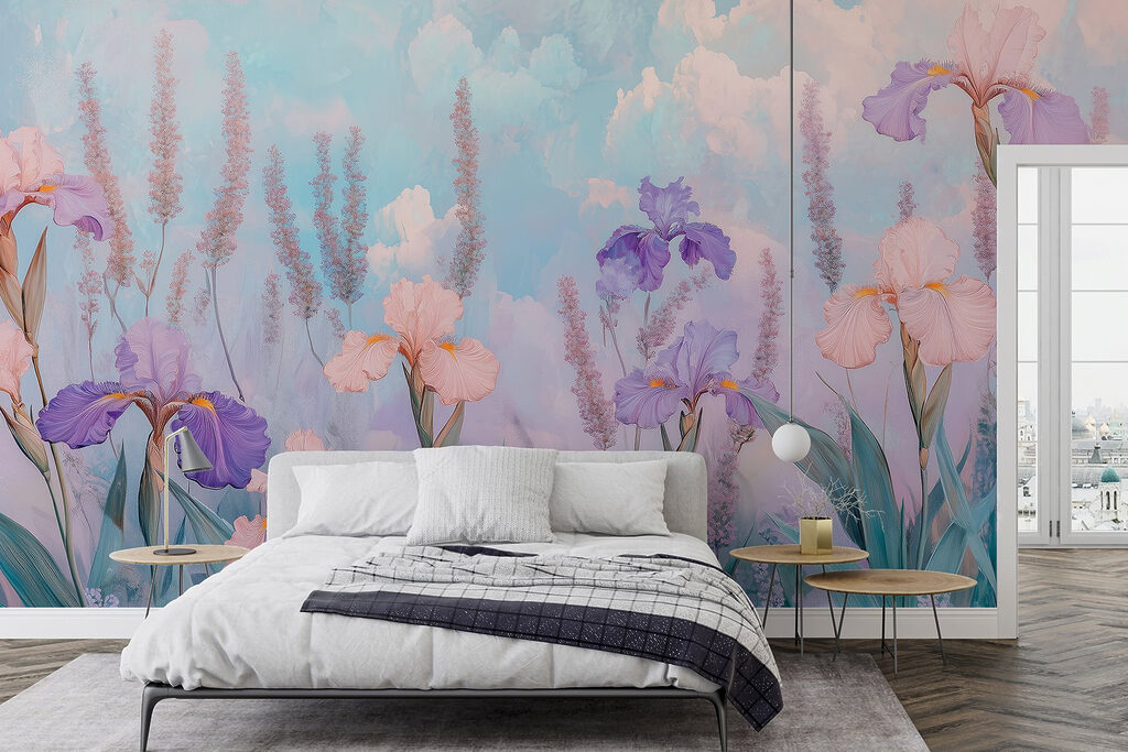 Irises under soft skies — interior 2