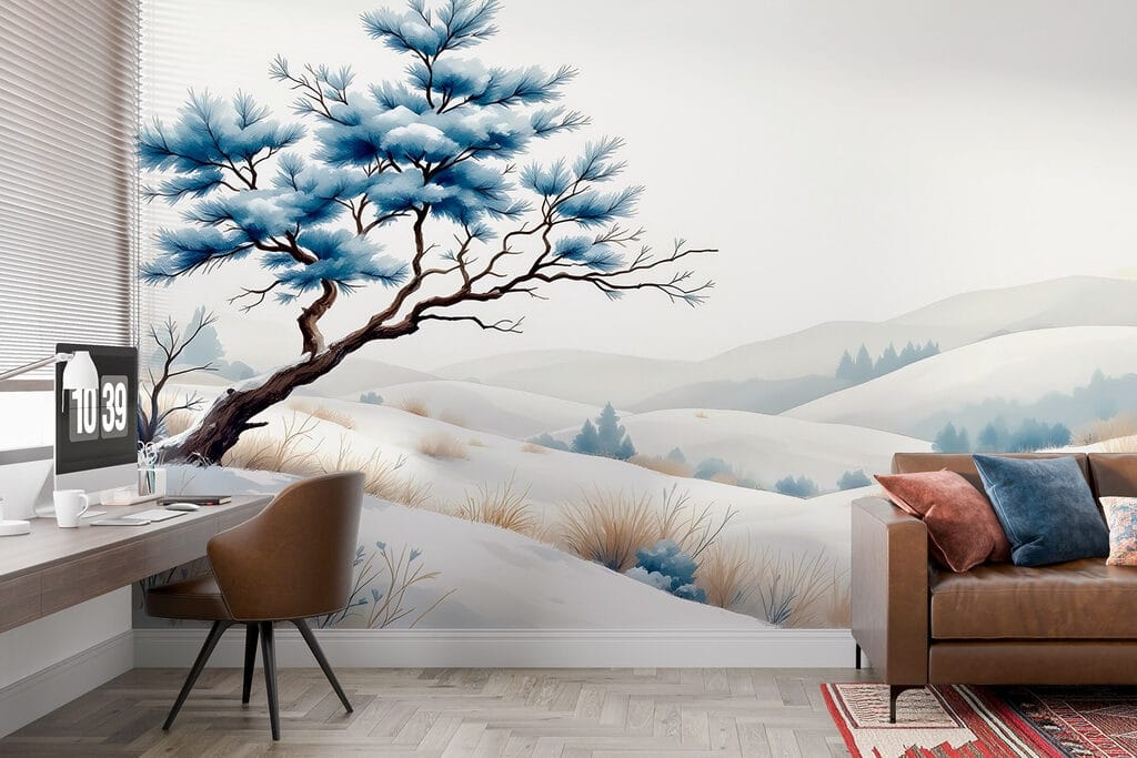 Blue pine, snowy hills — interior 2