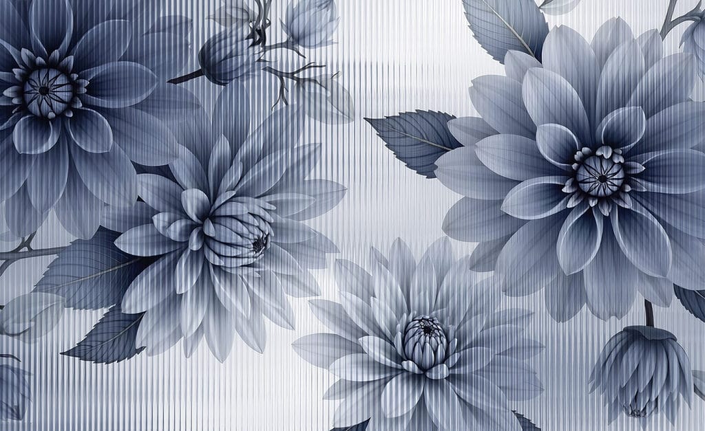 Soft-focus blue blooms — full design