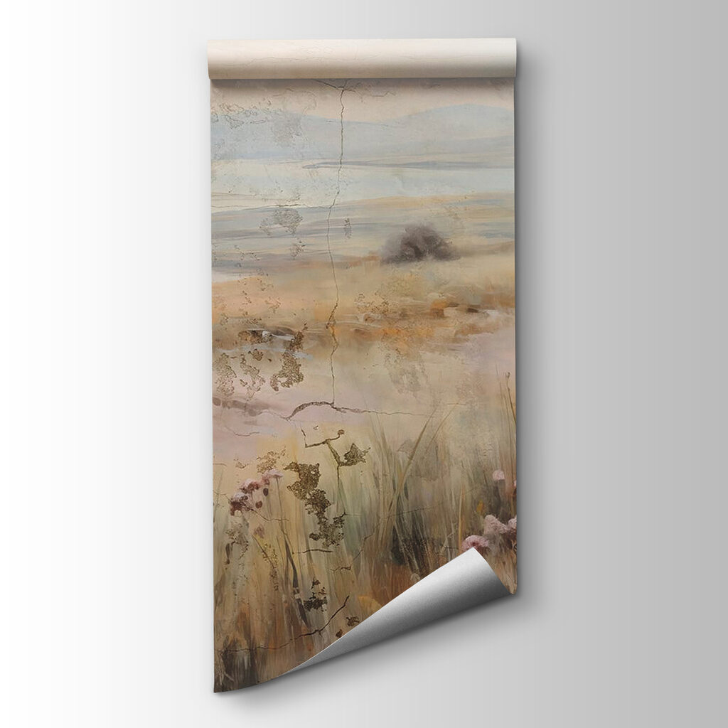 Flowers over misty grassland — product view