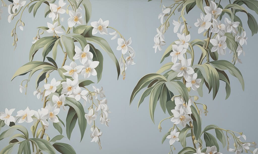 Hanging blooms on blue — full design