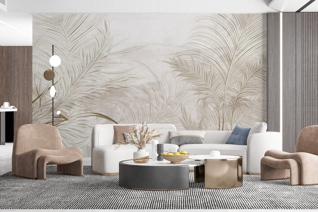 Cream palm fans — interior 1