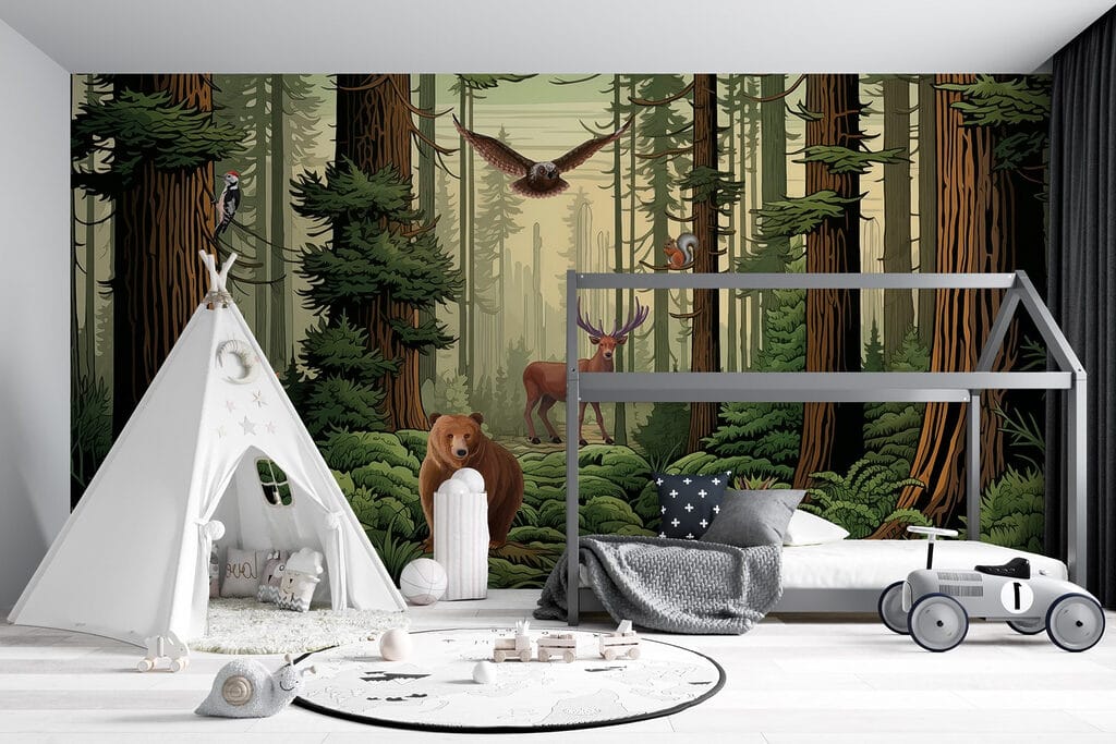 Forest animals among trunks — interior 3