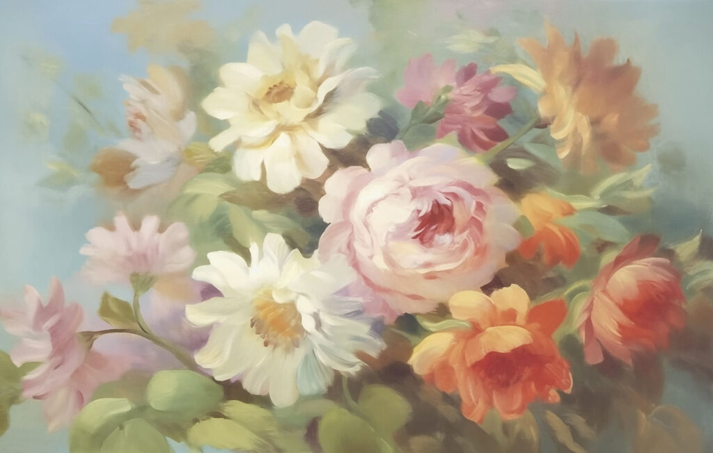 Soft painted bouquet — full design