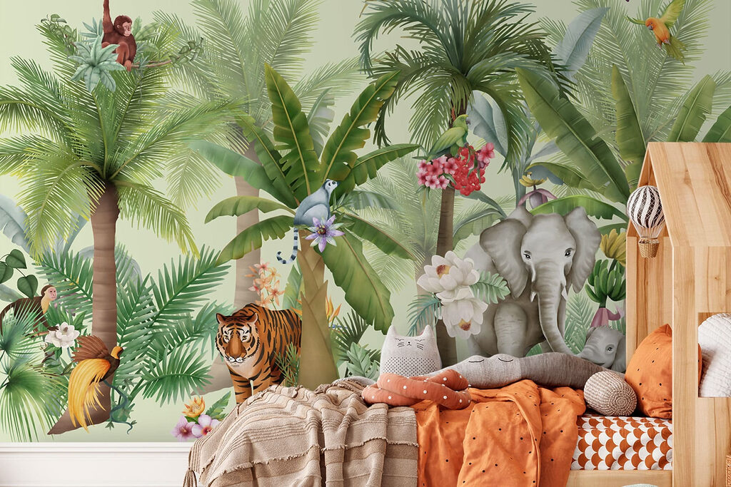 Jungle animals under palms — interior 1
