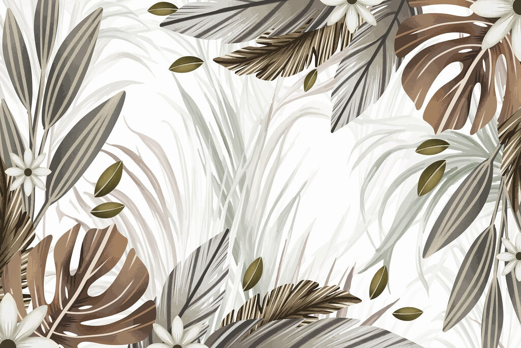 Brown tropical leaves — full design