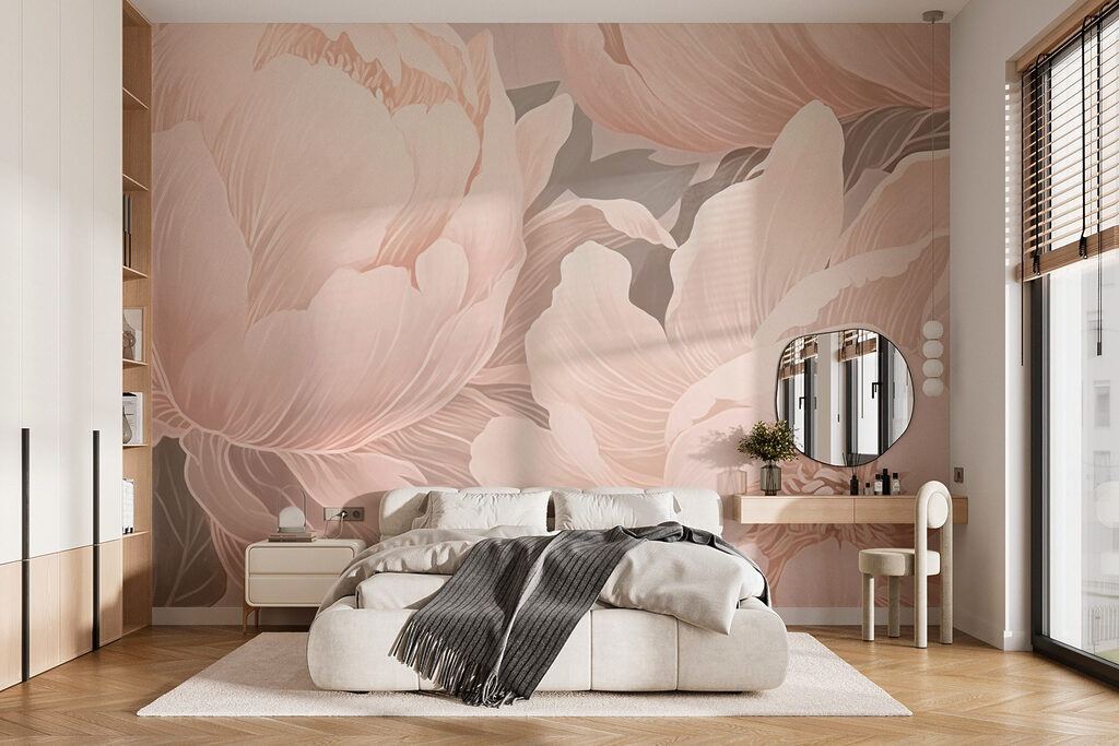 Peonies in line art — interior 1