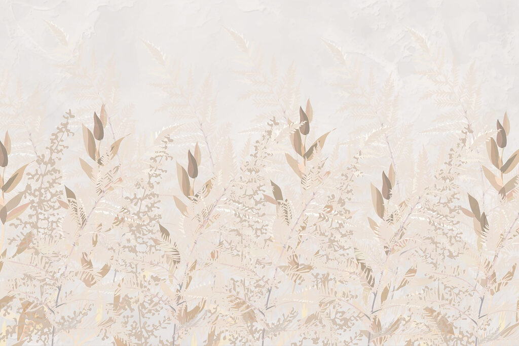 Golden ferns on cream — full design
