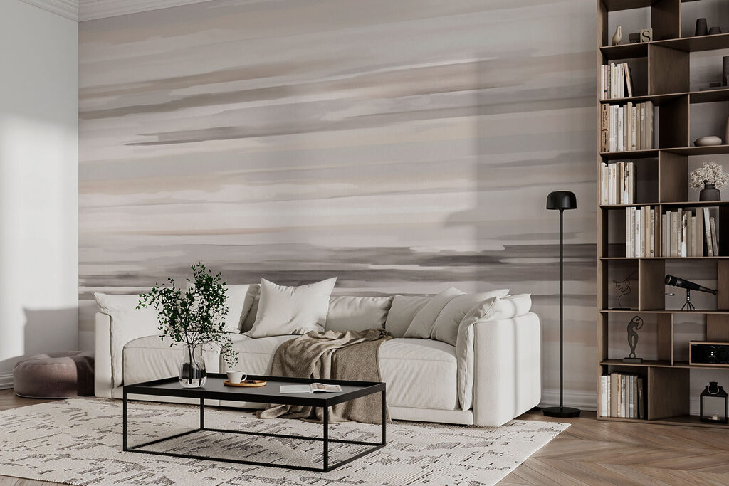 Horizontal grey brushstrokes — interior 4