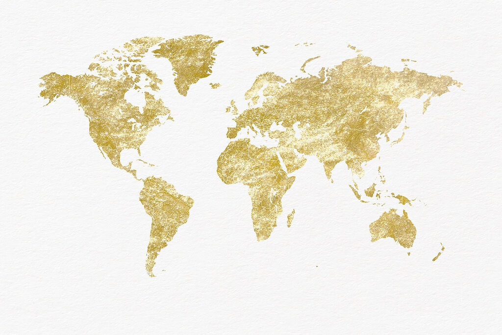 Engraved world map — full design