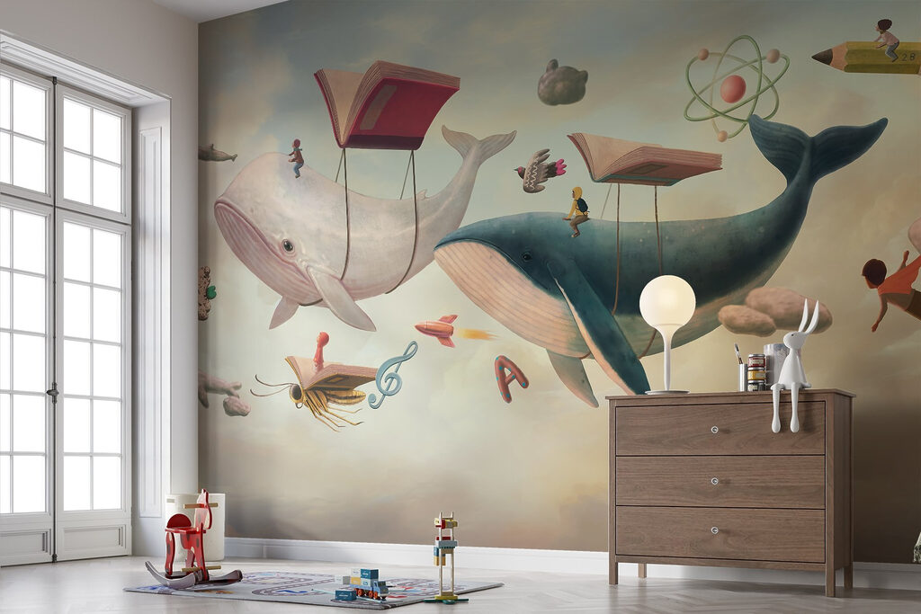 Whales among floating books — interior 2