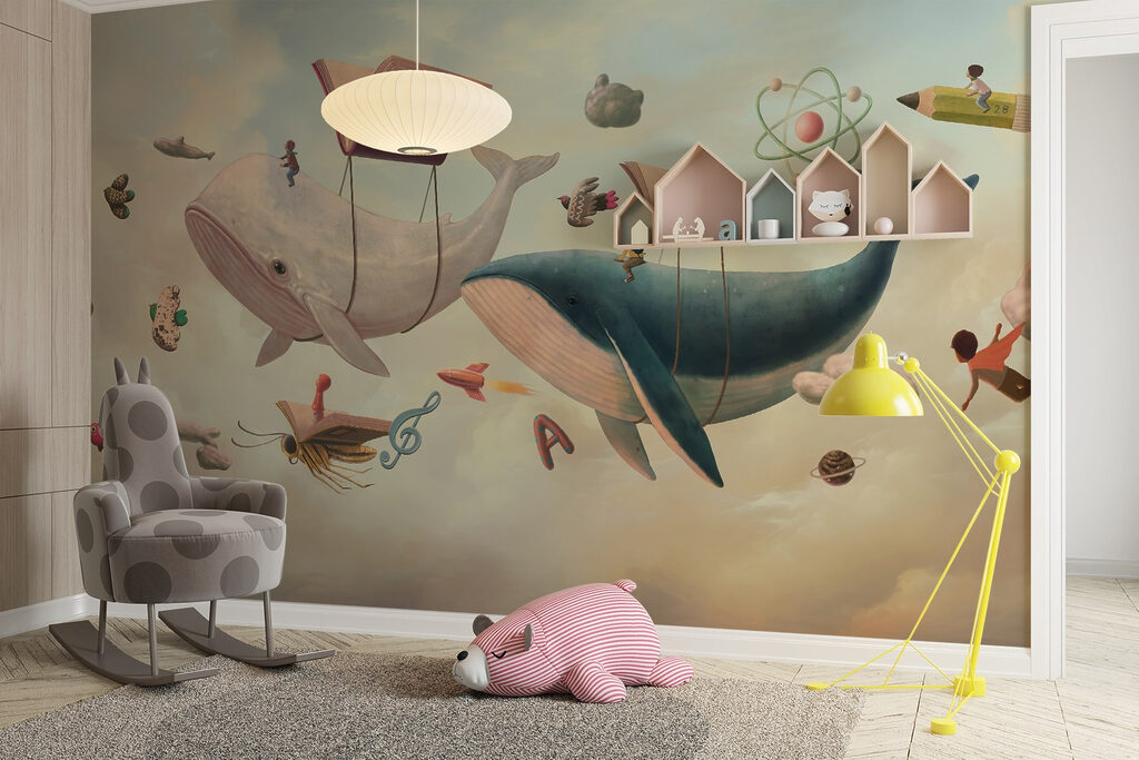 Whales among floating books — interior 3