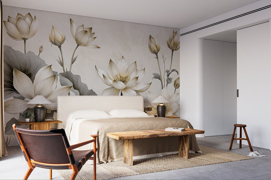 Lotus blooms on stems — interior 2