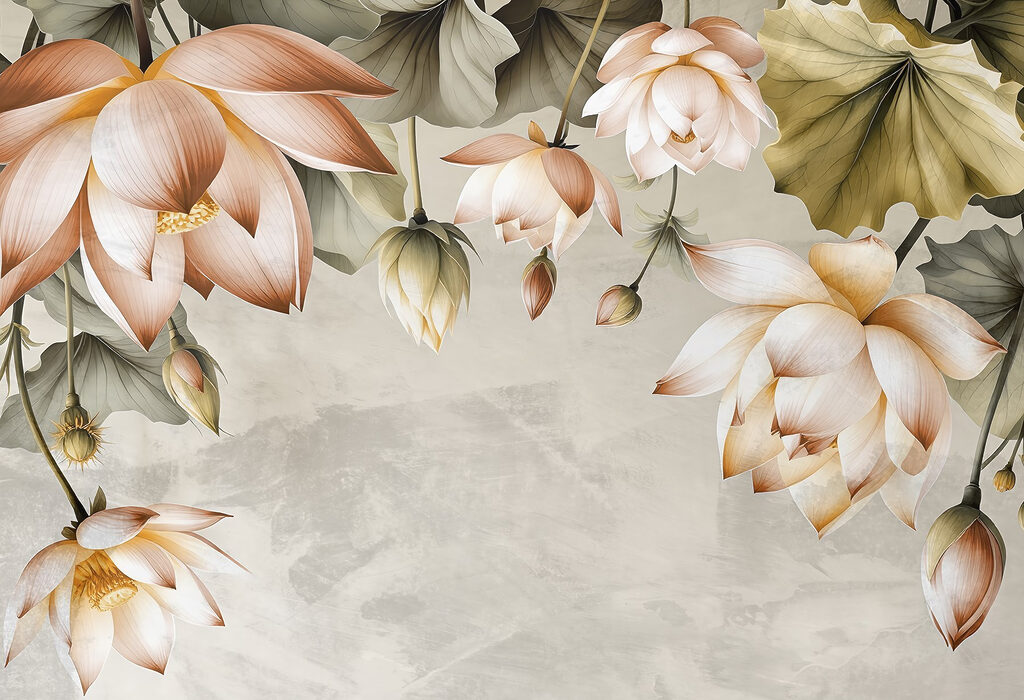 Flowers framing the centre — full design