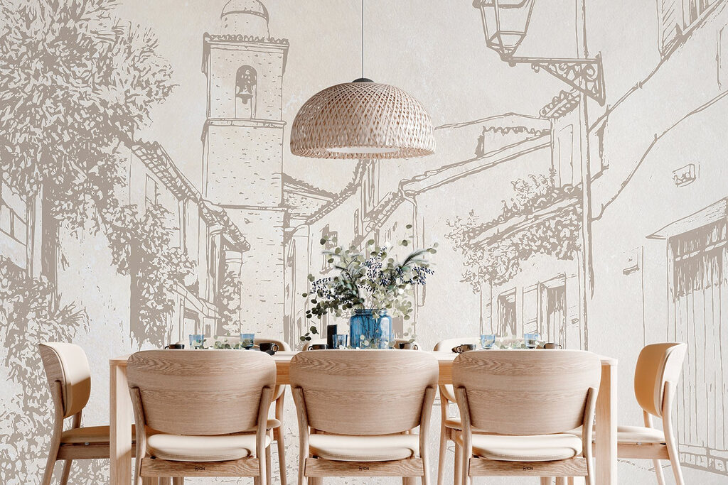 Sketched village street — interior 3