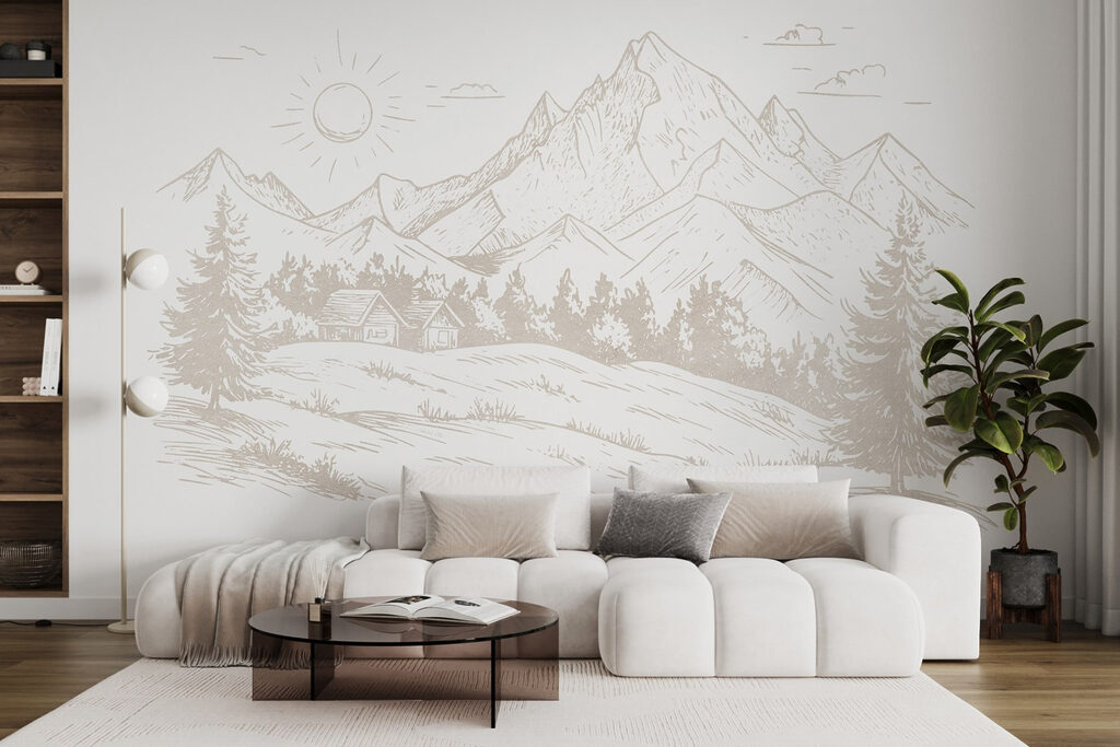 Mountain chalet among pines — interior 1