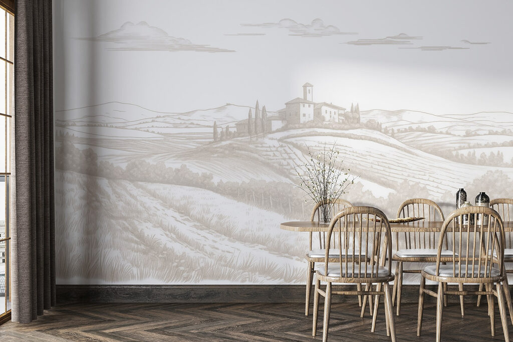 Farmhouse above vineyard rows — interior 4
