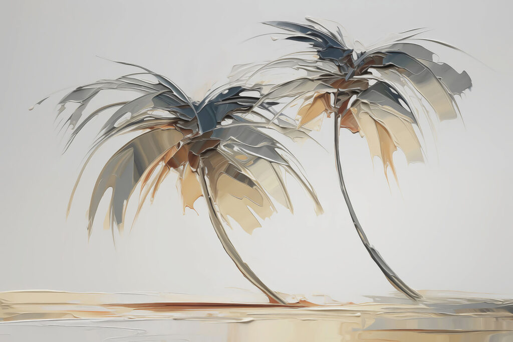 Two palms in brushstrokes — full design