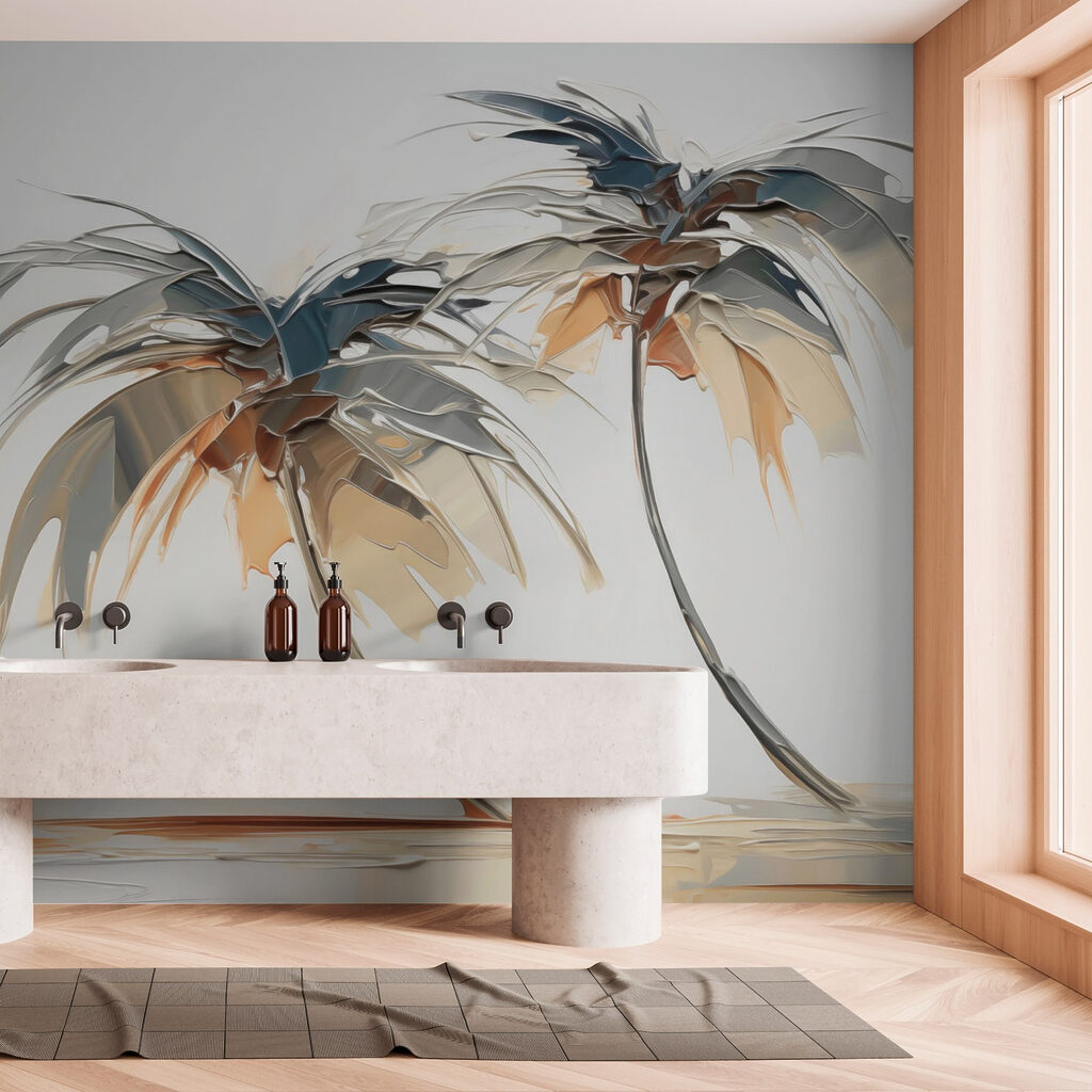 Two palms in brushstrokes — interior 1