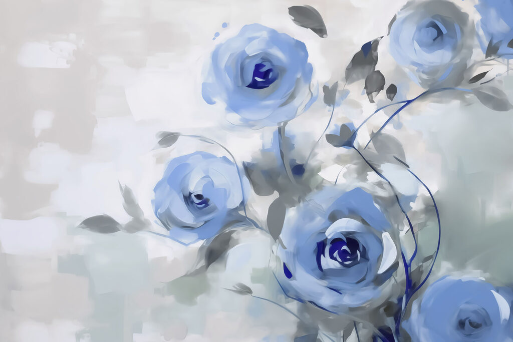 Painted blue roses — full design