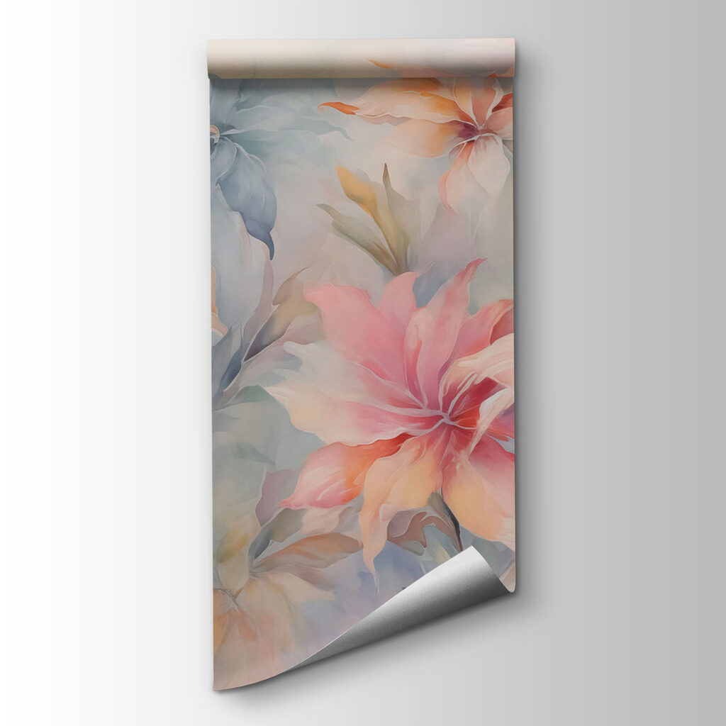 Peach flowers in brushstrokes — product view
