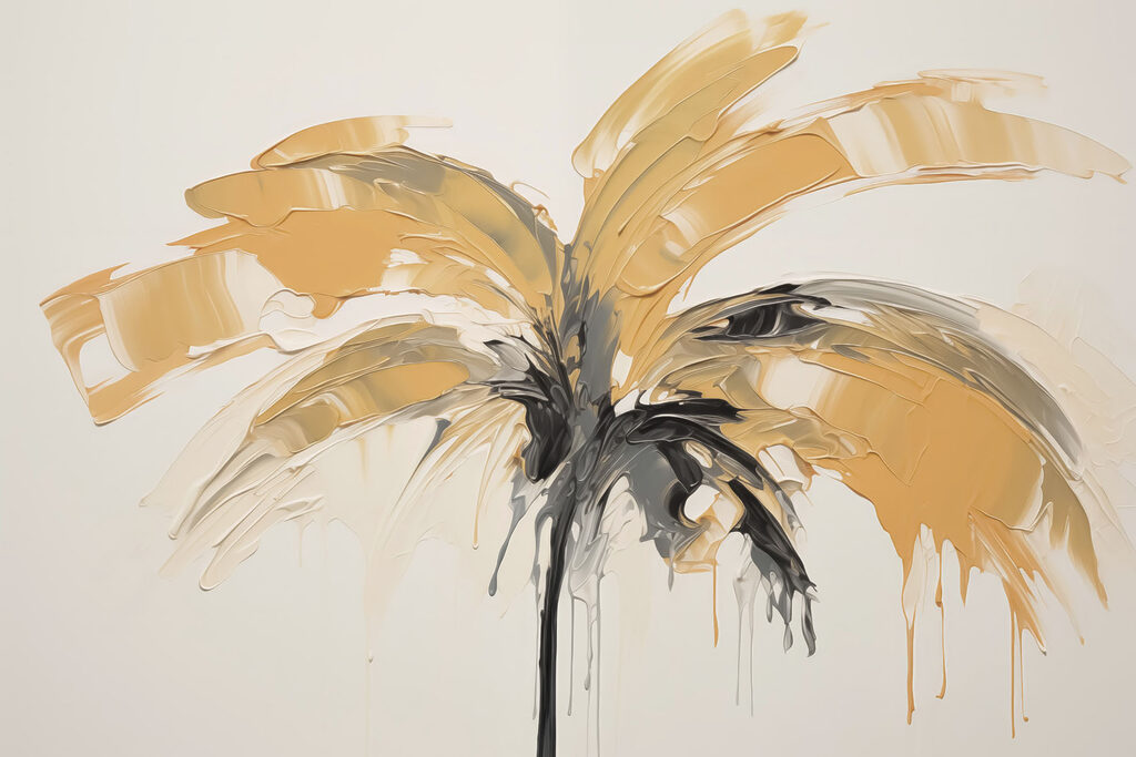 Palm tree in brushstrokes — full design