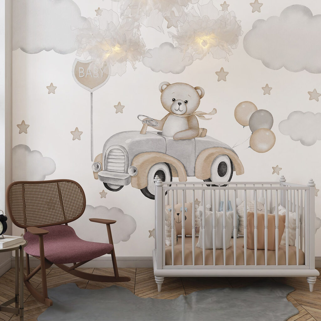 Bear driving through clouds — interior 2