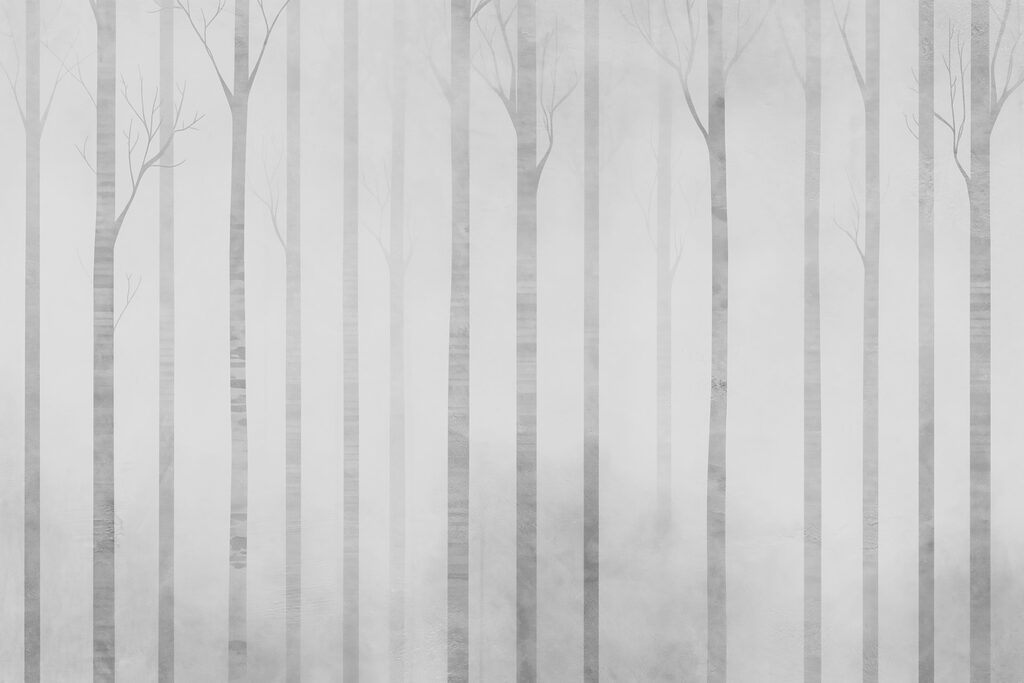 Misty tree trunks — full design