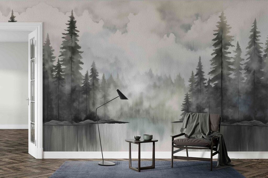 Pine lake in mist — interior 4