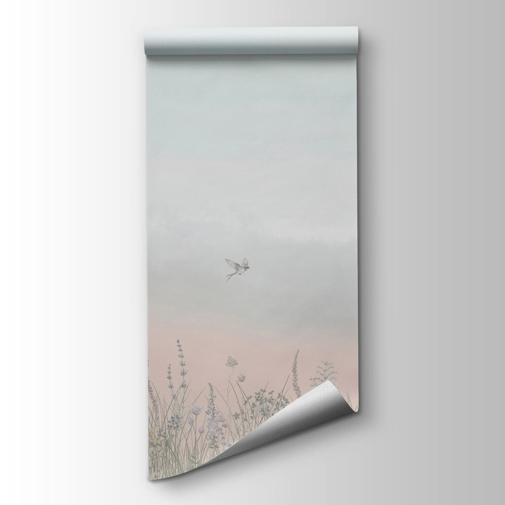 Birds over misty meadows — product view