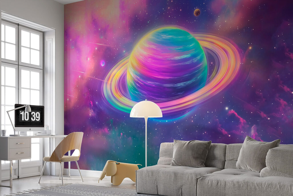 Planet with glowing rings — interior 3