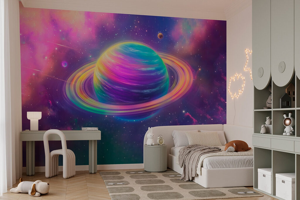 Planet with glowing rings — interior 4