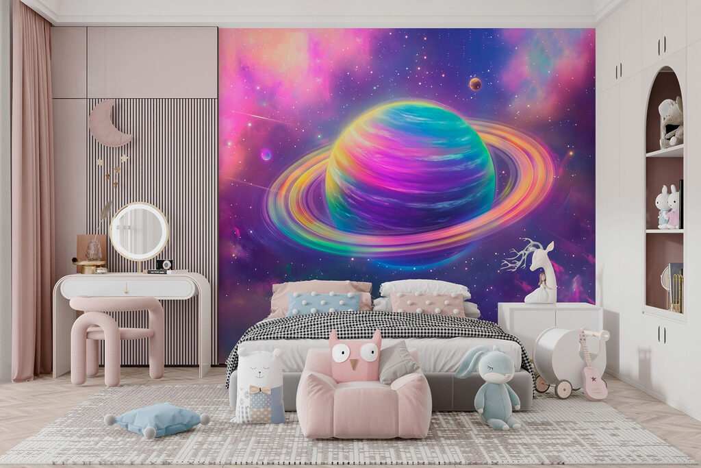Planet with glowing rings — interior 6