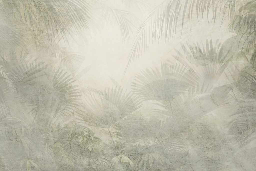 Palm leaves in mist — full design