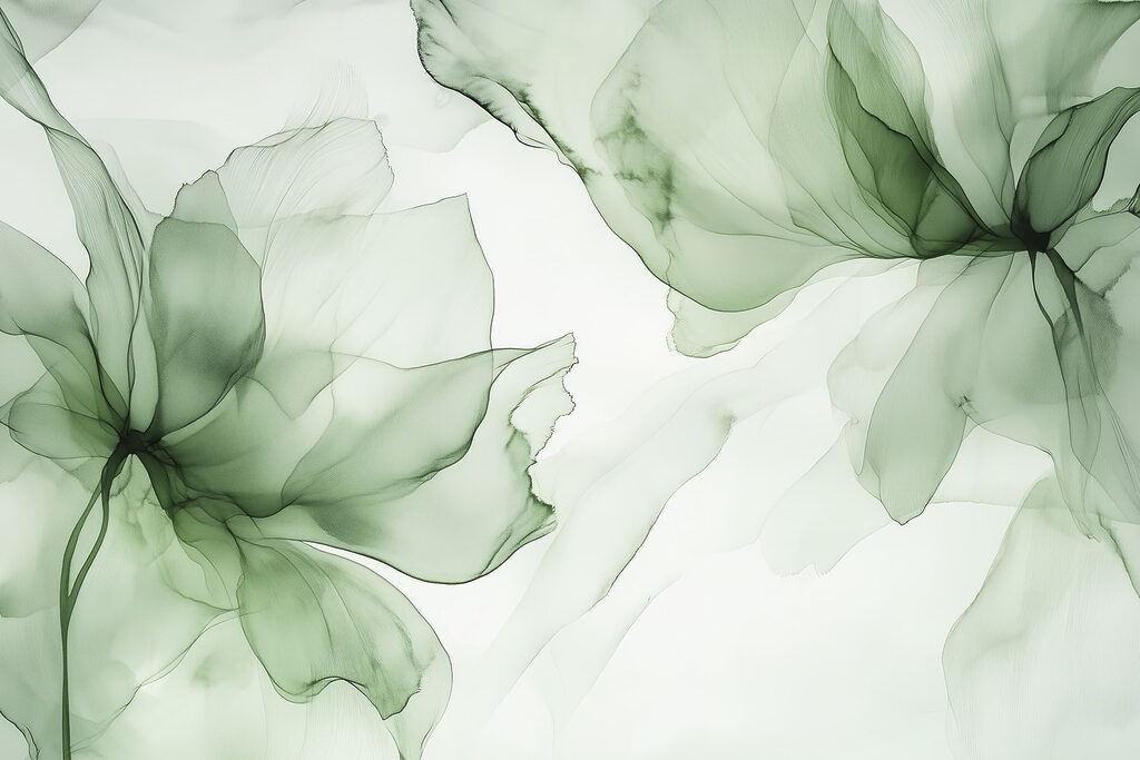 Two translucent flowers — full design