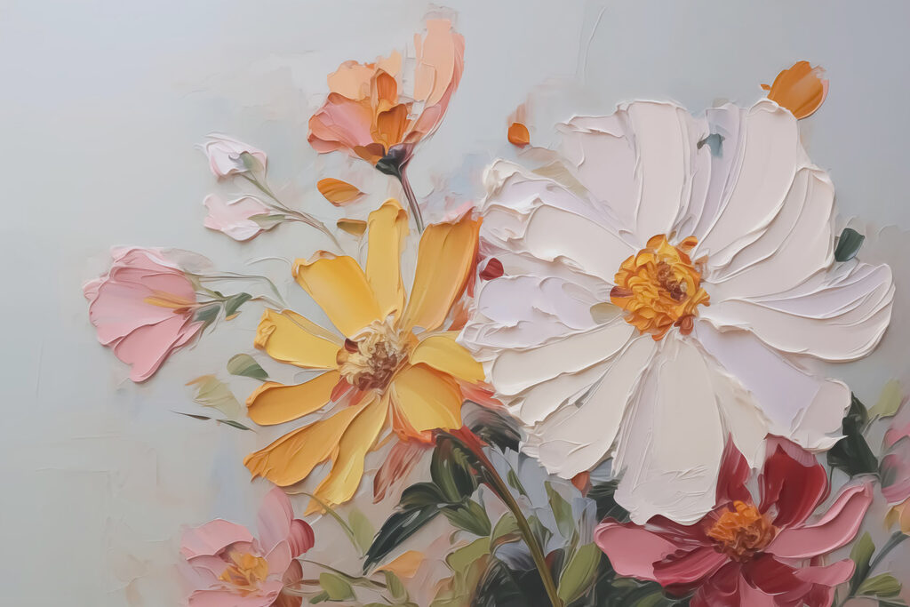Flowers with brushed edges — full design