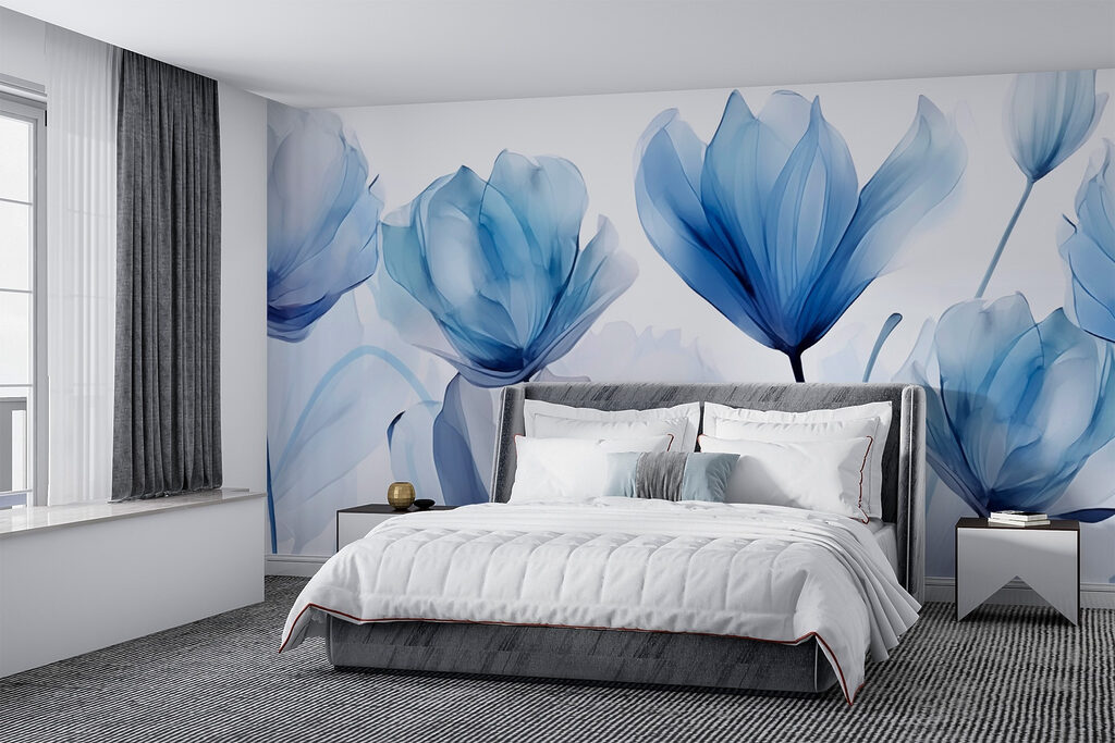 Blue flowers in layers — interior 1