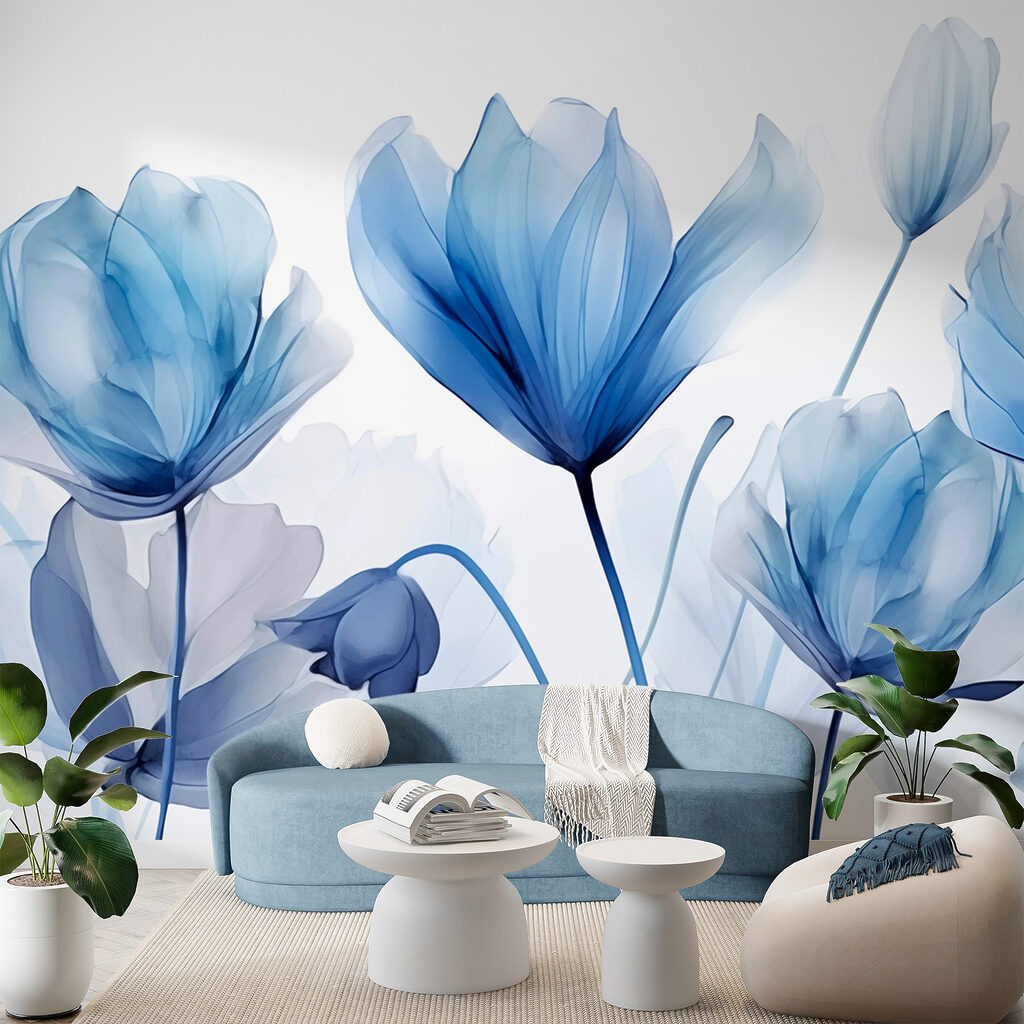 Blue flowers in layers — interior 2