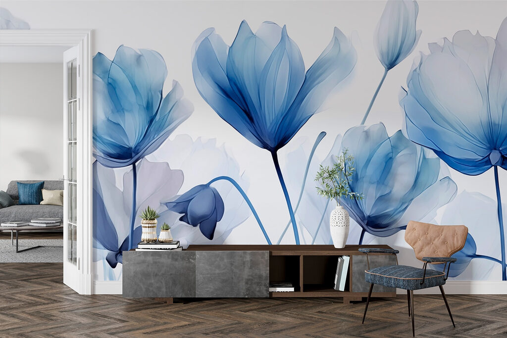 Blue flowers in layers — interior 3