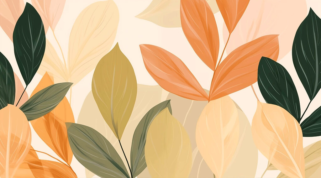 Orange leaves beside green — full design