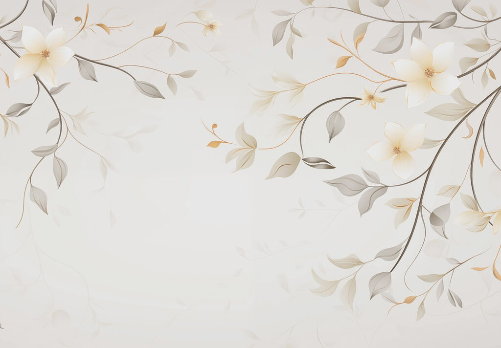 White flowers on vines — full design