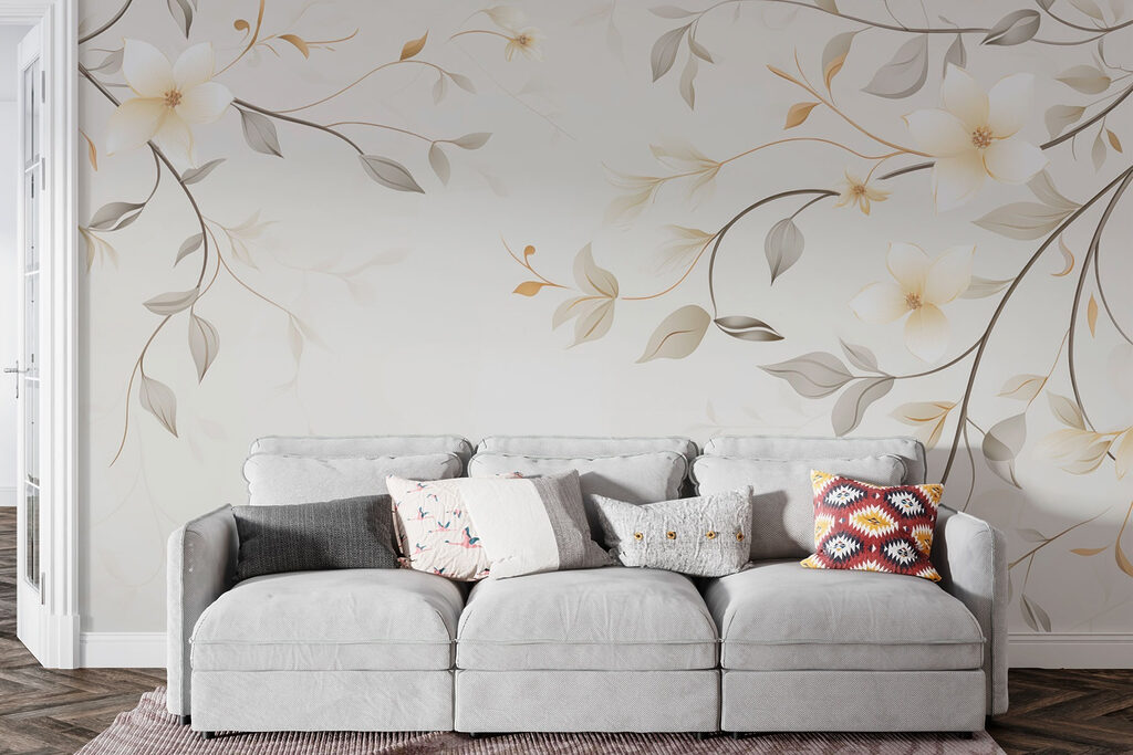 White flowers on vines — interior 1
