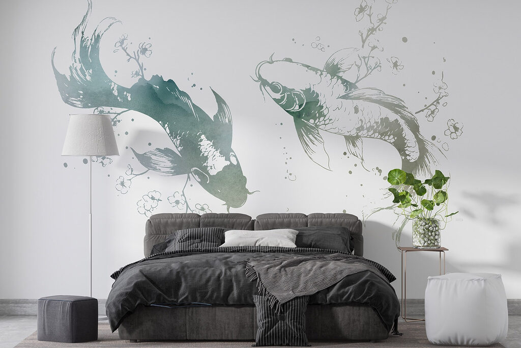 Koi in Floral Ink in an interior