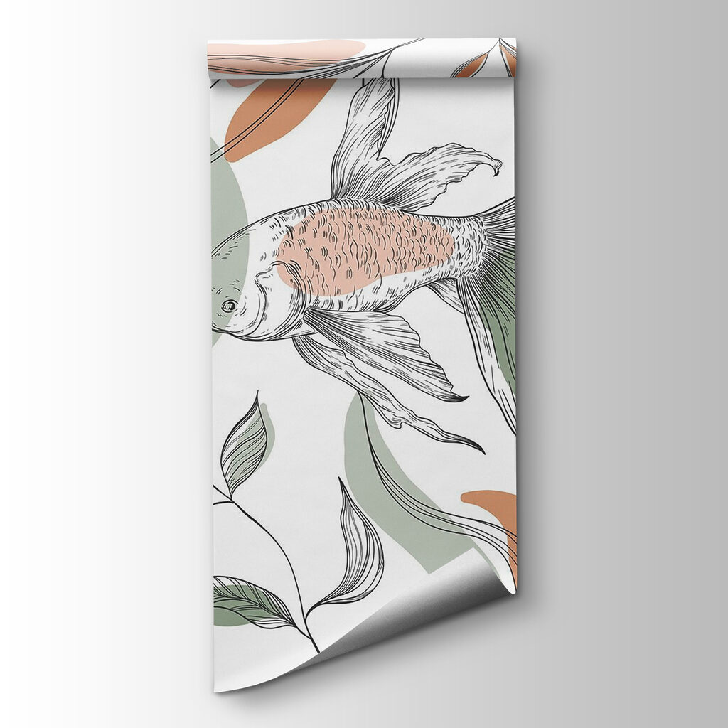 Fish among drawn flowers — product view