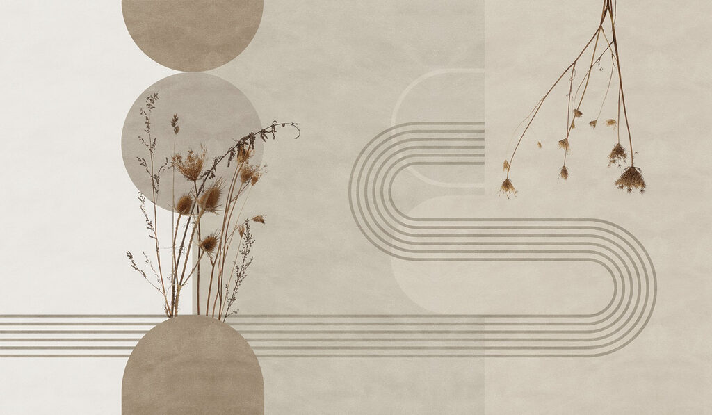 Dried flowers between arcs — full design