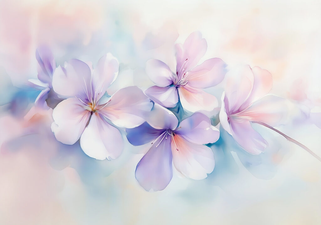 Pastel flowers in haze — full design