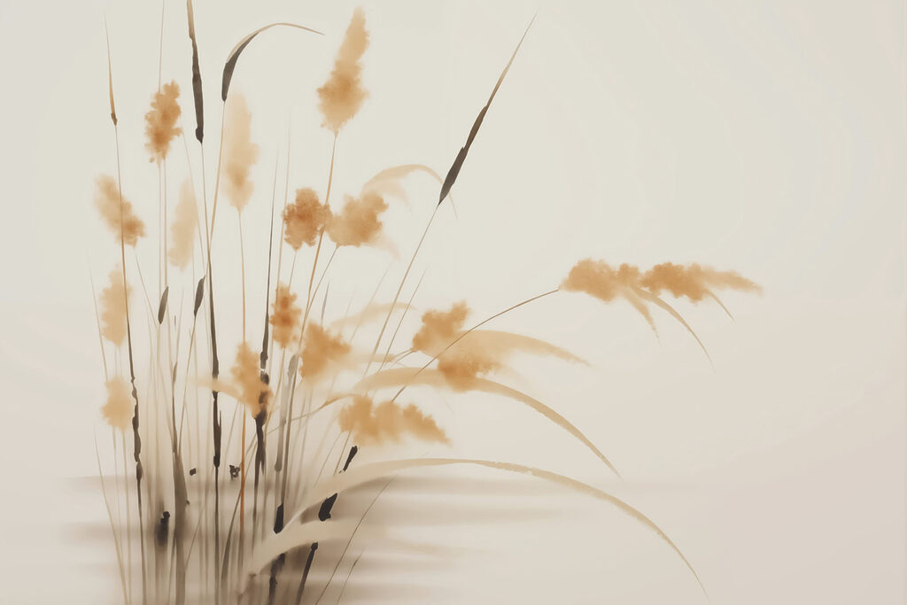 Yellow grasses on cream — full design