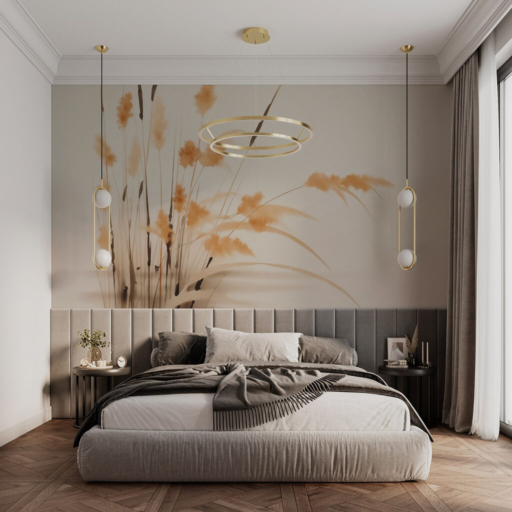 Yellow grasses on cream — interior 1